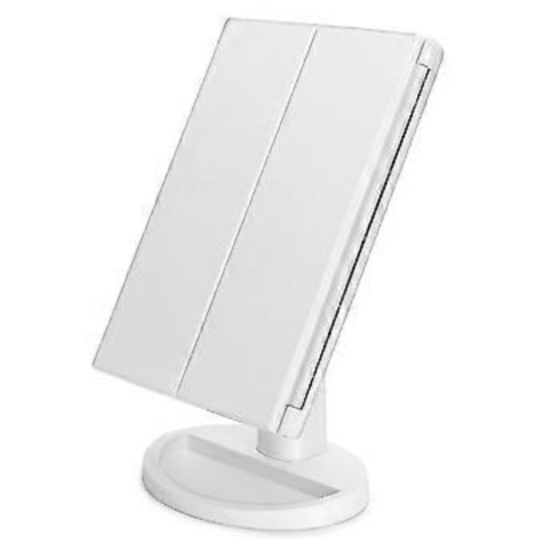 Makeup Spejl med Lys og 21 LED Lys, Make Up Vanity Spejl med 3x/2x/1x Forstørrelse og Touch Skærm, Kosmetisk Trefoldet Bord Øjen Forstørrelsesglas Ma