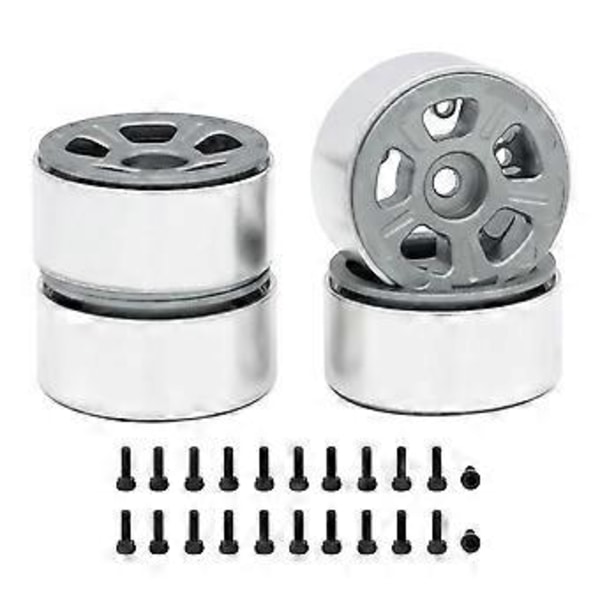 4 KPL 1.0 tuuman metallivanteet 1/24 1/18 RC-tela-autoon Axial SCX24 AX24 FCX24 Enduro24 TRX4M, leveät 5-puolaiset harmaat
