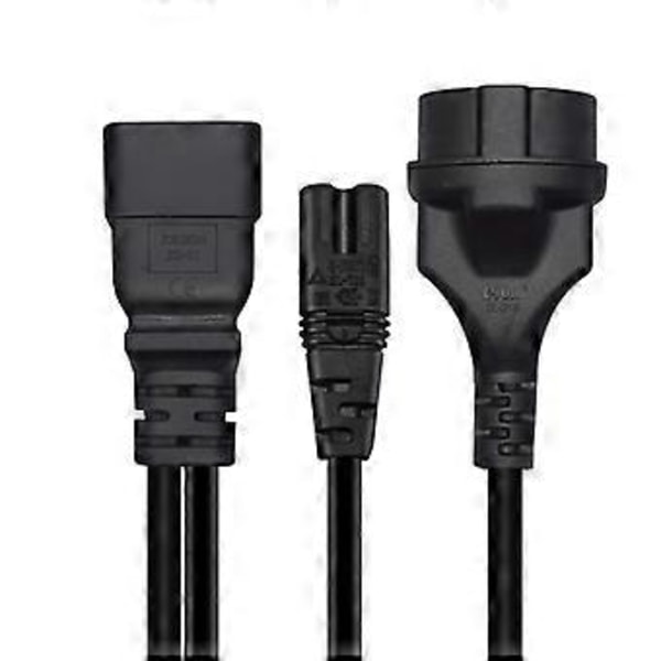 1 stk. IEC C20 Han til C7 + EU4.8MM Hun Splitter Adapter Kabel Ledning C20 Splitter
