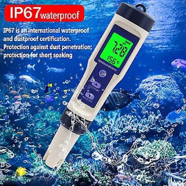 5 I 1 Digital Temperaturmåler Tds//ph/ity Mon Er Til Pools,