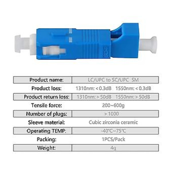 4 kpl Single Mode 9/125um Sc/upc Uros - Lc/upc Naaras Hybrid Optinen Kuituadapteri Liitin