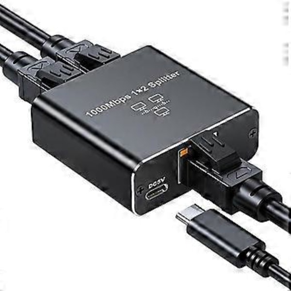 Gigabit Ethernet Splitter 1 til 2 1000Mbps RJ45 LAN Internett Splitter for ComputerHub Switch Router Digital TV