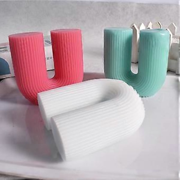 U-formet duftlysform, DIY geometrisk lys silikoneform lysfremstillingsform harpiksform