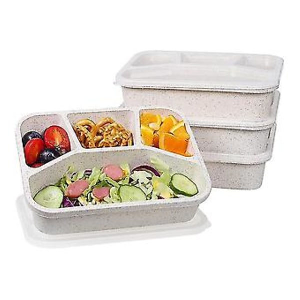 4 Pakker Matboks Matbeholdere Med 4 Rom, Gjenbrukbar Bento Boks For Barn/småbarn/voksne