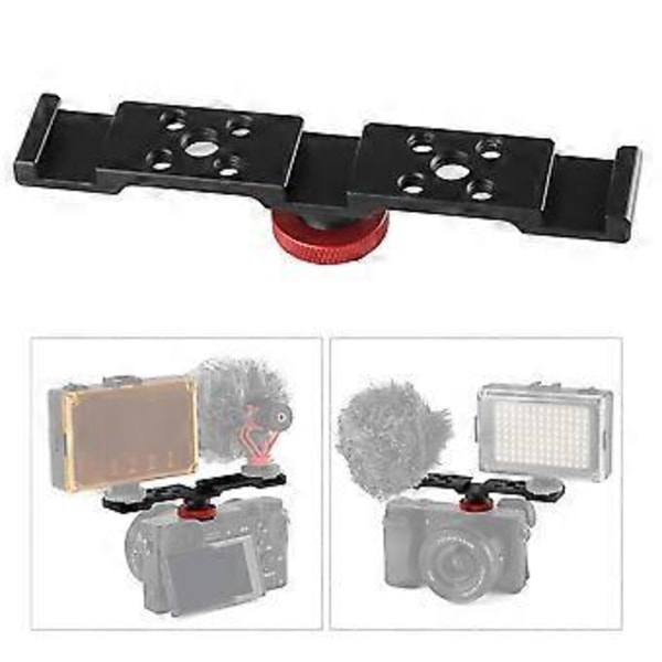 Aluminium Trippel Cold Shoe Mount Platta Fäste för Kamera Mikrofon LED-ljus Montering