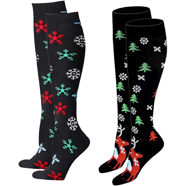Novelty sokker for kvinner - Knehøye julesokker - Morsomme feriesokker stil 3