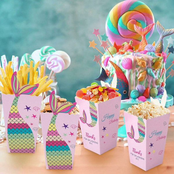40st Mermaid Popcorn påsar Popcorn Box Kartong Festpåsar-Fei Yu