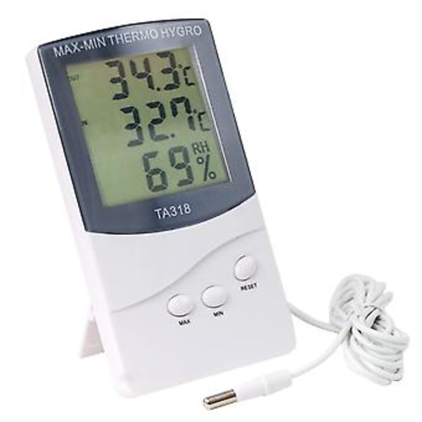 Digital Termometer Med Två Sensorer För Inom- Och Utomhusbruk, Perfekt För Vintern. Visar - Temperatur, Väder, Alarm Och Monteringskrok
