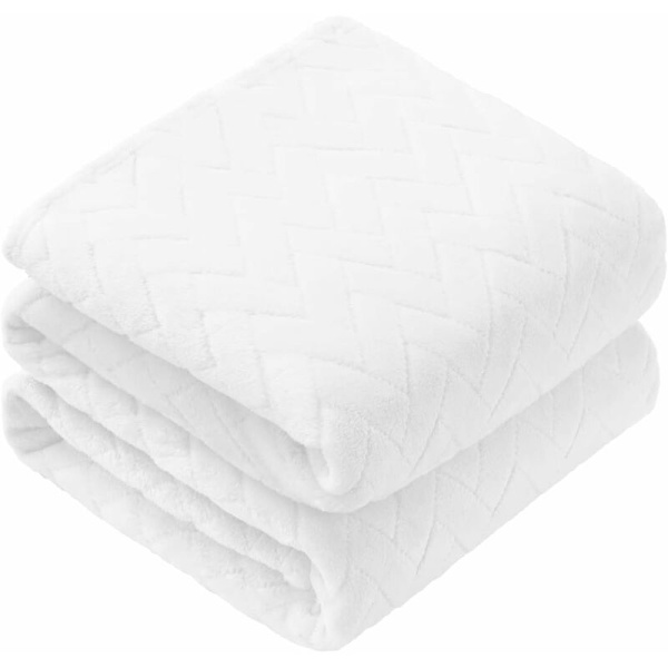 Myk plysj teppe, Queen Size sofa teppe, mykt og fluffy sofa dekorativt teppe - koselig og lett, hvitt, 127 x 152 cm