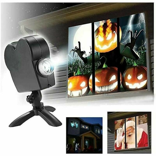 Christmas Halloween Led Holographic Projector Window Projector Holographic Projection Lamp, 12 Film Festivals, Used for Christmas and Halloween-