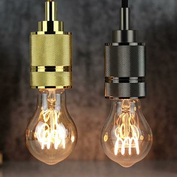 E27 Pendellampe Sockel Metall Pendel Seil 150 Retro Pendellampe Kobberkjede Messing Farge Kobber itular DIY Lampe Tilbehør Pendel（Svart）