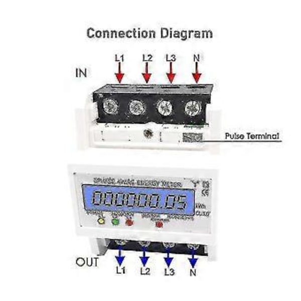 3-fase 4-leder energimåler 220/380V 5-80A energiforbruk kWh-måler DIN-skinne installasjon digital elektrisk strømmåler med LCD-bakgrunnsbelysning (