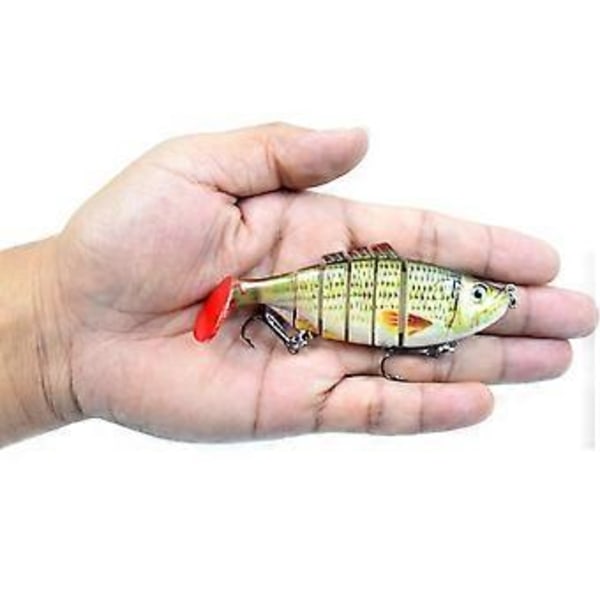 3.9 tum / 17 g Fiskedrag för Bass Öring 6-segments Hårdkroppsdrag med Trekrok Verklighetstrogen Simbete Multi-ledad Fiskebete 3D Ögon Artifi