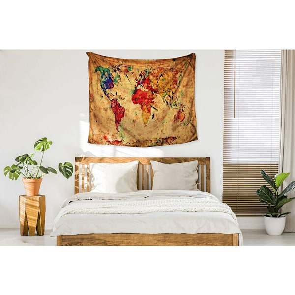 DENUOTOP Gobeläng, Väggmatta, Väggbonad med Hög Detaljerad Tryck (Världskarta, 180 x 230 cm)-DENUOTOP