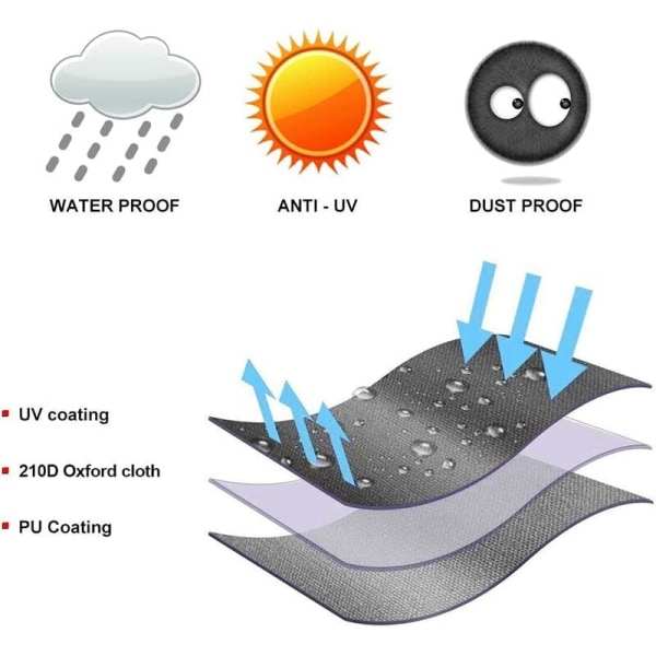 210D Oxford-puutarha riipputuolin suojus Munan muotoinen tuolin peite Vedenpitävä Anti-UV/Tuulensuojattu suojus Ulkokäyttöön Patio tuoli (115x190cm, Harmaa)