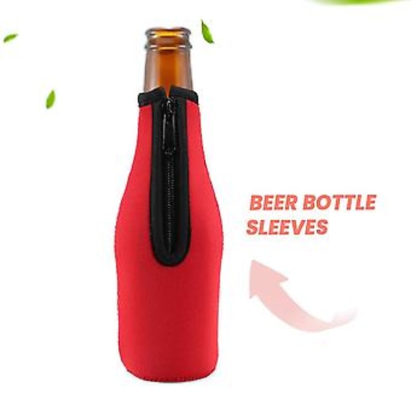 10 Stykker Ølflaske Kjølere Flaske Isolator Ermetrekk Med Ringglidelås For 12 Oz 330 Ml Flaske