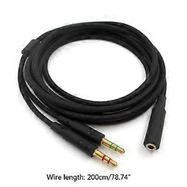 Udskiftnings 3.5mm 2 i 1 Gaming Headset Audio Forlængerkabel Til HyperX Cloud II/til Alpha/Cloud Flight Hovedtelefon Til Comp