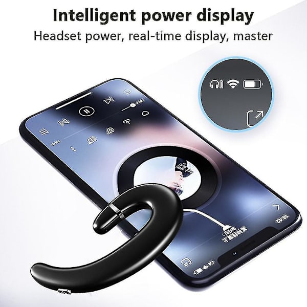 Öronkrok Bluetooth Trådlösa Hörlurar, Icke-Öronpropp Headset Med Mikrofon, Enstaka Öra Brusreducerande Hörlurar Smärtfri Bärning Med Öronbåge