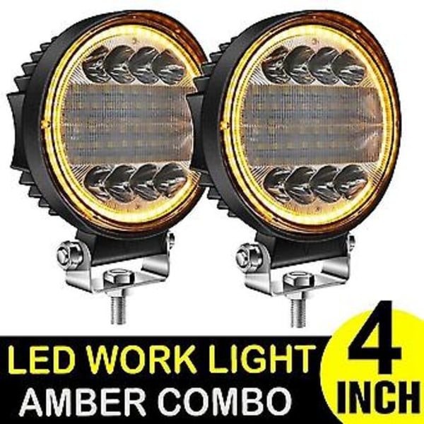 2x 4 Tommer 200w Led Combo Off Vei Kjørelys Gul Tåkelys
