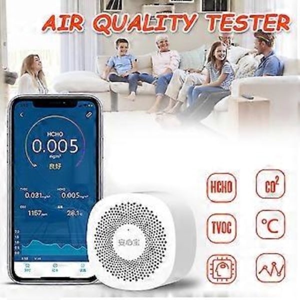 Luftkvalitetsmåler Digital Formaldehyd Luftanalysator Detektor Indendørs Lufttester Tvoc Co2 Måler Til Hjem Drivhus