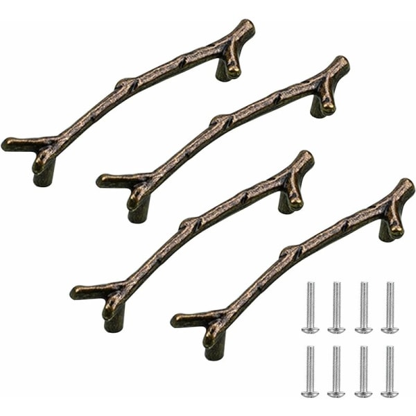122 mm skåpknopp, skåphandtag, 4 st lådknoppar, möbelhandtag, zinklegering, med skruvar, stark och hållbar, retrostil (brons)