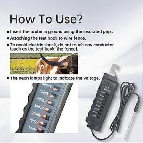 FT-891 Elektrisk Gjerdetester 700-8000V Elektronisk Gjerde Pulsspenningsdetektor Ultimativ Sikkerhet for Hest Meieriprodukter Dyreliv
