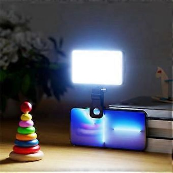 LED Tehokas Ladattava Klipsikiinnitteinen Lisävalo Säädettävä Kannettava Lamppu Puhelimelle, Tabletille, Meikkiin, Selfieihin, Vlogeihin
