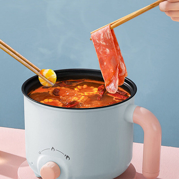 Elektrisk Hot Pot Hurtig Opvarmning Automatisk Strømsvigt Beskyttelse Anti-Dry Skoldning Mini Non-Stick Elektrisk Nudelkoger (med rustfrit stål damp