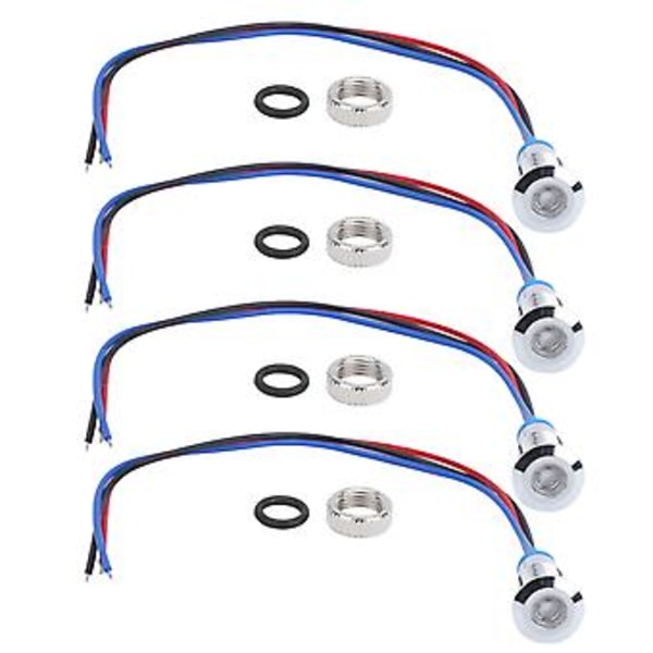 4 kpl LED-merkkivalo 2-värinen yhteinen anodi vedenpitävä metalli 8mm 220V (punainen sininen)