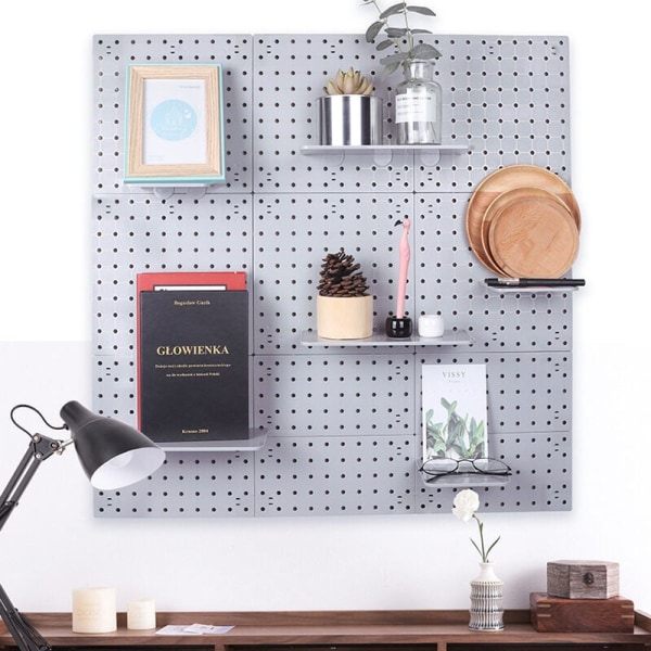 Väggkontroll Pegboard Rack Horisontell Pegboard - Lätt att installera Peg Boards grå S