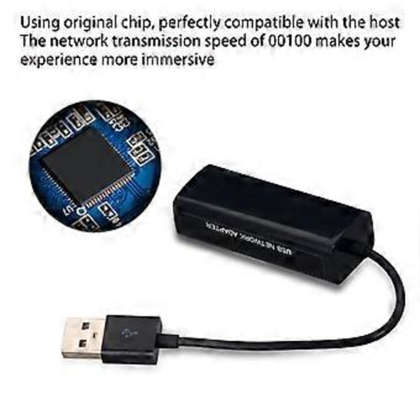 Ethernet-adapter for spillkonsoll, USB 2.0 til 10/100 Mbps RJ45 Gigabit Ethernet LAN Nettverksadapter Nettverksutvidelseskort
