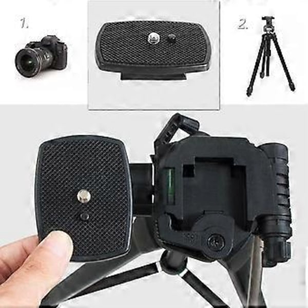 Kamera Quick Release Plade, Tripod Adapter Plade, Tripod Hoved Skrue Adapter Mount (6 stk, Sort)