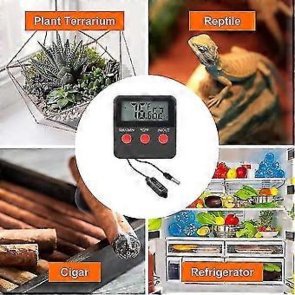 Lättläst Digital Termometer/Hygrometer för Reptilterrarium/Äggkläckare - Mät Temperatur och Luftfuktighet