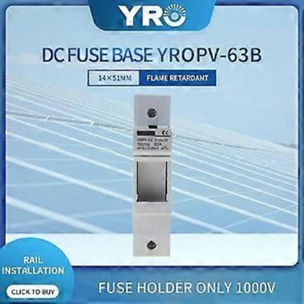 1000VDC 14x51mm PV DC Sikring Solcelle Sikringsbase til Fotovoltaisk Systembeskyttelse-