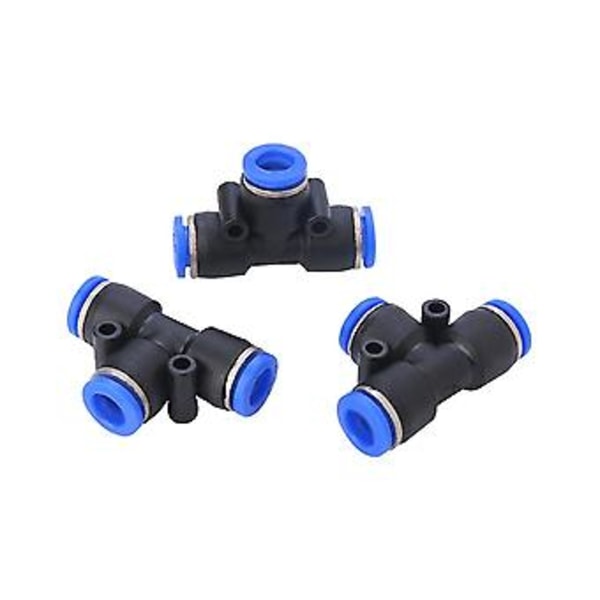 100 stk. PE Pneumatiske Fittings T-type 3-vejs Til 4mm 6mm 8mm 10mm T-rørforbindelse