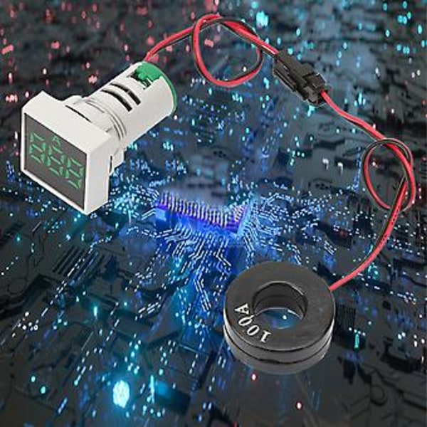 LED Indikatorlampa Mini Digital Strömmätare LED Display Amperemeter Fyrkantig Signallampa (Grön)