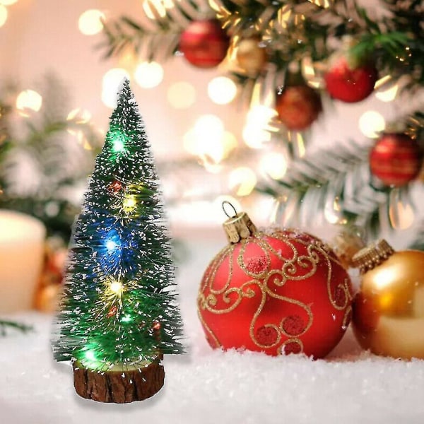 Mini Cedar Juletre Pine Tree Xmas Dekor Ornament Med Led Light