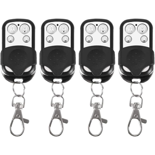 433MHz Remote Control for Gate, Key Fob Remote Control, 4pcs 4 Button Cloning Universal Wireless Remote Control Key Fob 433 MHz for Car Garage Door,