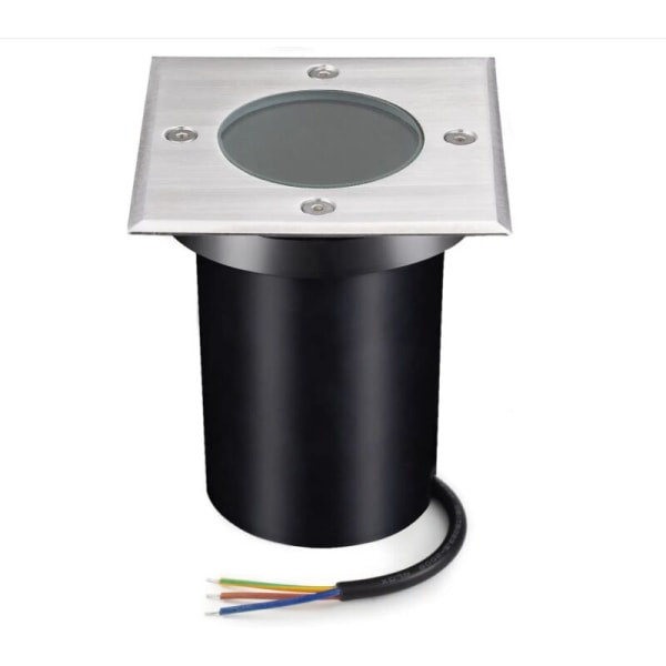 Fördjupad golvstrålkastare för GU10 230 V - Utomhusstrålkastare IP67 användbar i fyrkant och borstad - Förinstallerad kabel