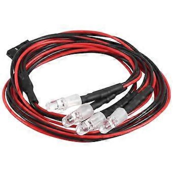 4 LEDin RC LED-valosarja 1/10 RC-autoille, kuorma-autoille, crawlereille, RC-malliautoille, drifting-autoille, ajovaloille, takavaloille, 5 mm, monivärinen