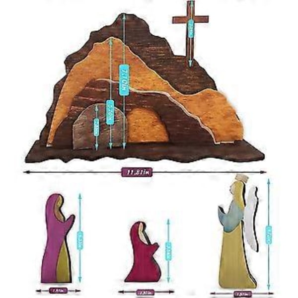 Påsk Uppståndelse Scen Set Ornament Påsk Trädekorationer Religiösa Vår Kristna Kors Hem Figurin Påskpyssel