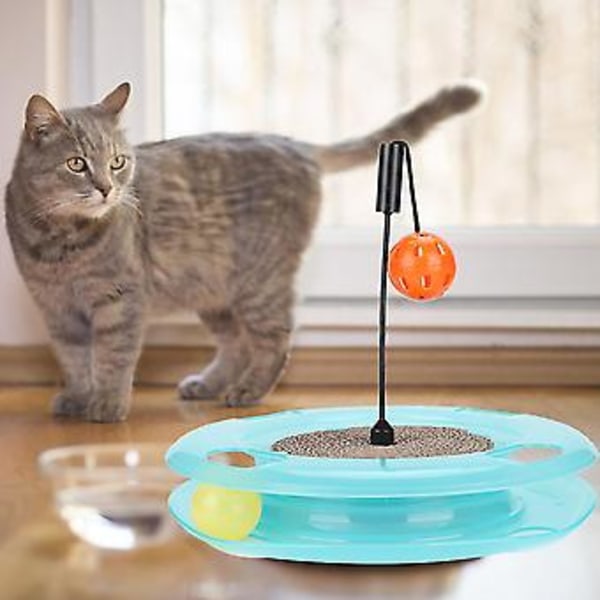Rolig Klösbräda för Katt Crazy Ball Disk Nöjesplatta Kattkarusell Interaktiv Leksak