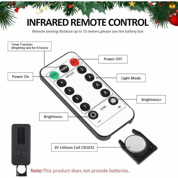 Ljus ljusslinga Gran Varm Vit 10m 100Leds Ljus ljusslinga Utomhus Inomhus Vattentät Batteri 8 Lägen Ljus Dekoration För Jul L Fest