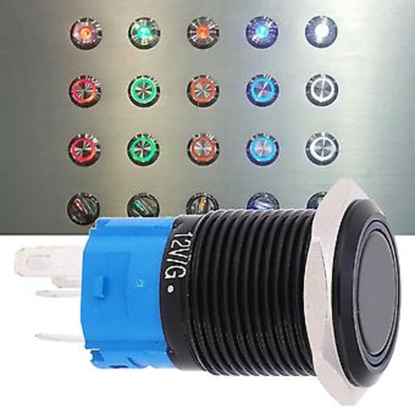 2 st Självlåsande IP65 Vattentät Metallknappsbrytare med Lampa 16MM AC 24V för Kontrollelement Vit
