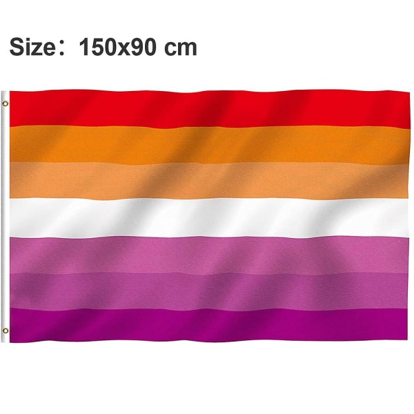 90*150cm Lesbisk Pride Regnbueflagg, Falmebestandig Polyester Banner Med Vibrerende Farger Og Dobbeltsøm