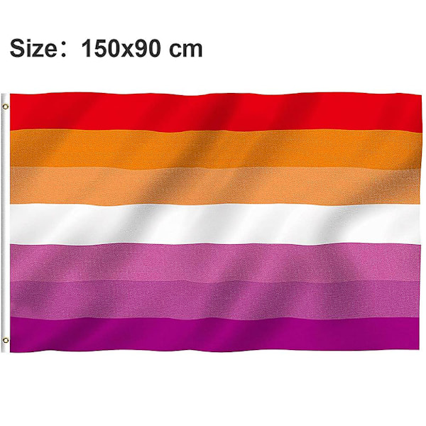 90*150cm Lesbisk Stolthed Regnbue Flag, Fade-proof Polyester Banner Med Vibrerende Farver Og Dobbelt Syning