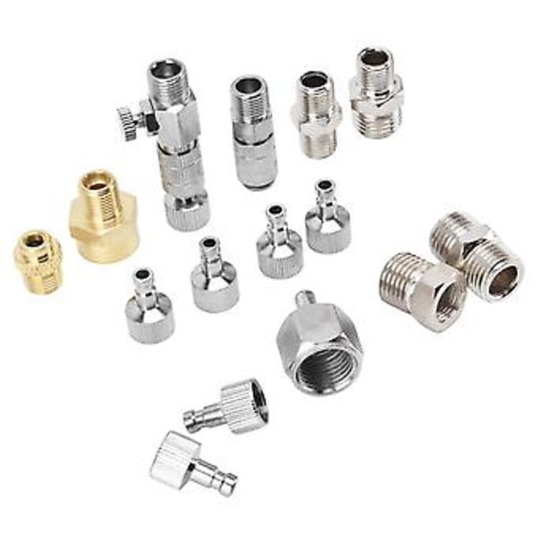 15 st Airbrush Adapter Set Rostfritt Stål Airbrush Snabbkoppling Kopplingar Anslutningskit