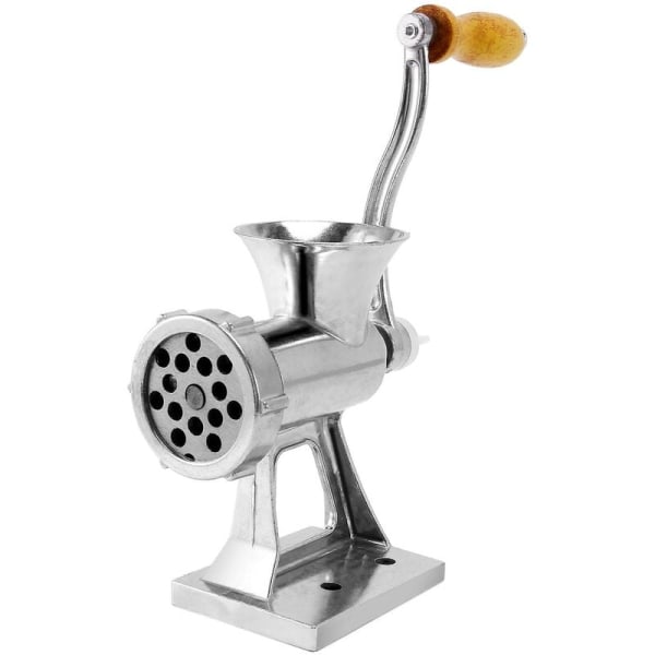 Robust hand-operated meat grinder with crank, mincer, pasta and sausage machine for beef