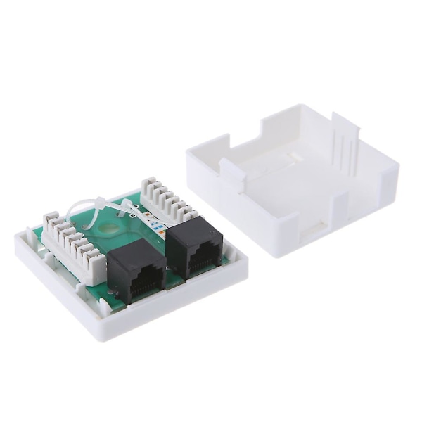 2-port Cat6 Inline Rj45 Veggkobler Jack Adapter 2 Porter Rj45 Koblingsboks