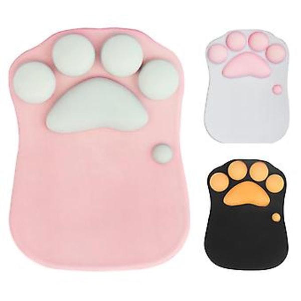 Kattmusmatta med handledsstöd, portabel ergonomisk matta (rosa)